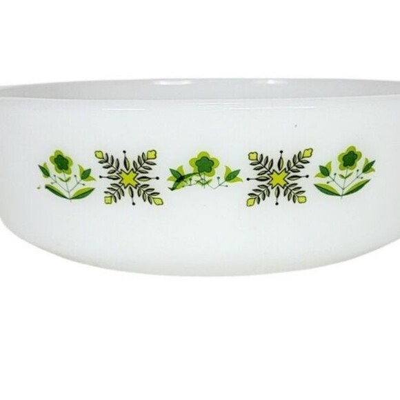 VTG MCM 60s Fire King Meadow Green 2 Quart #438 Milk Glass Casserole Bakeware - Picture 10 of 10
